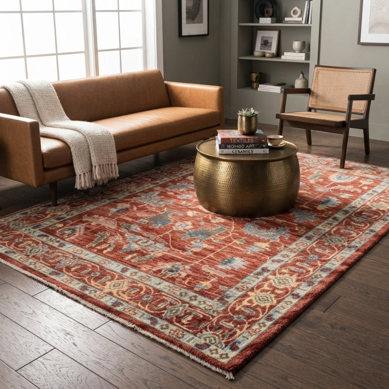 Tapis Bristol traditionnel oriental couleur rouille en laine, noué à la main - 2,74 m x 3,66 m