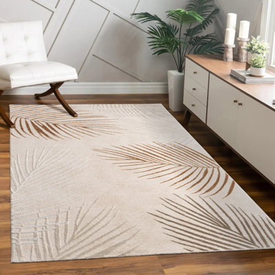 Modern Area Rug for Living Room with Palm Leaf Design