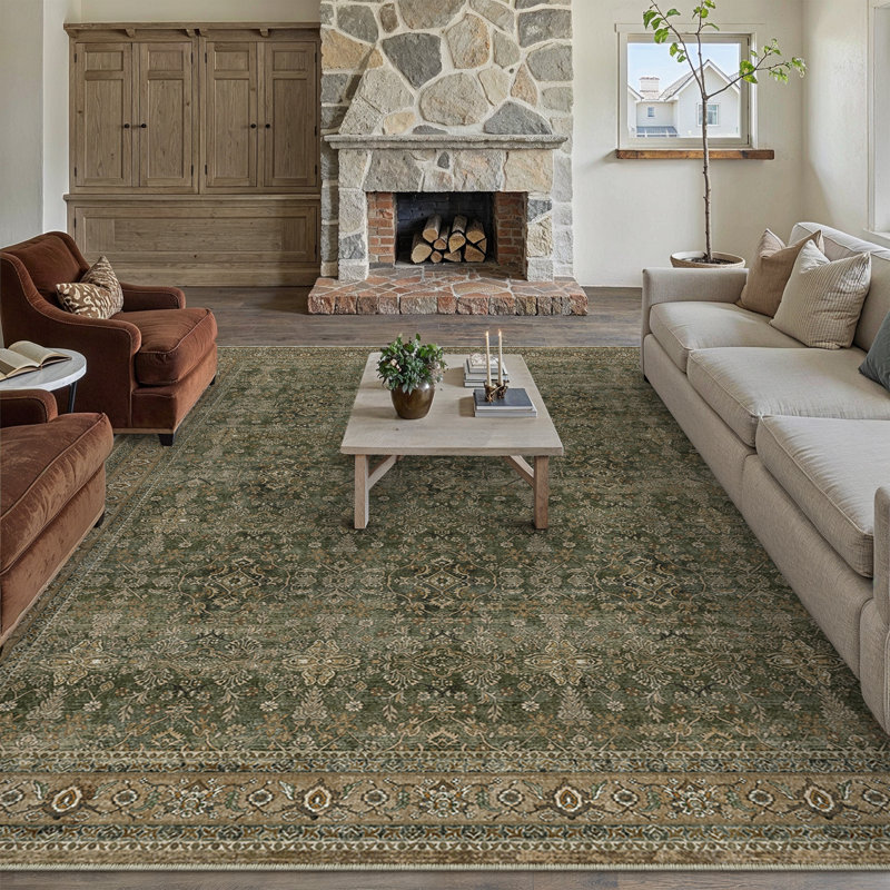 Kellems Vintage Machine Washable Area Rugs For Living Room With Non-Slip Backing, Rectangle 8' x 10'