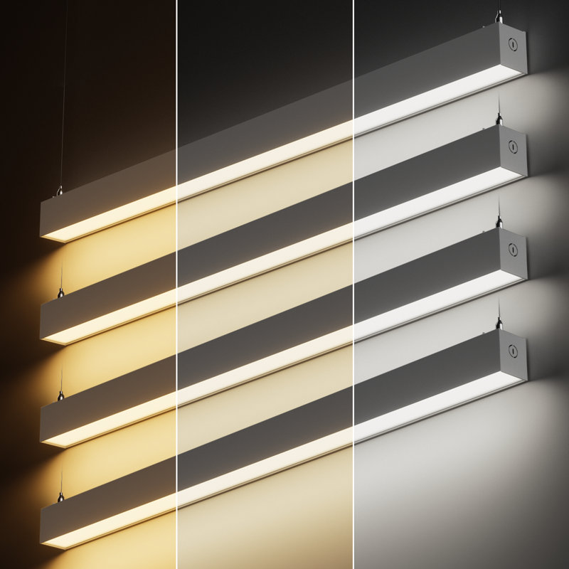 Éclairage linéaire à DEL de qualité commerciale, à intensité variable, 120 V / 277 V, 40 W lumineux de 4 600 LM, anti-éblouissant, connectable, atelier à domicile et garage, argent, paquet de 4