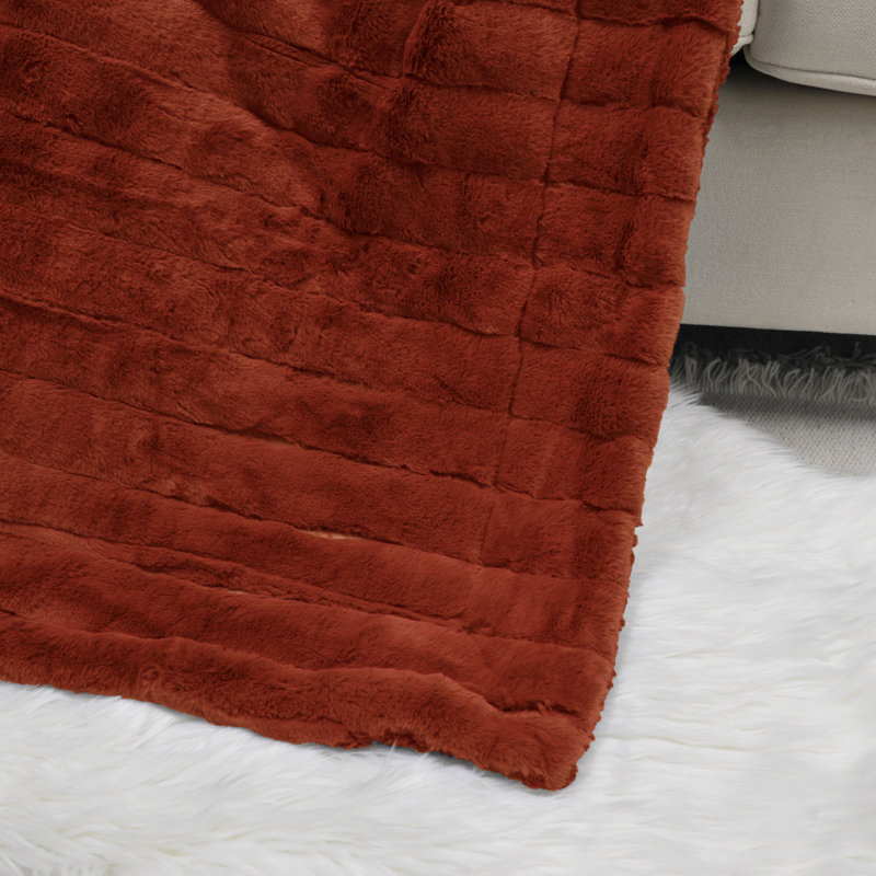 Knitted Throw Blanket, 127cm W x 152.4cm L, Umber