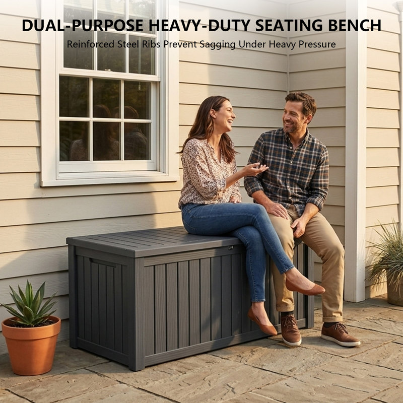 PawsomePad 180 gallons Boîte de rangement en résine noire pour l'extérieur intérieur, Black