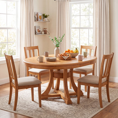 Alvares Extendable Solid Wood Dining Table with Pedestal Base
