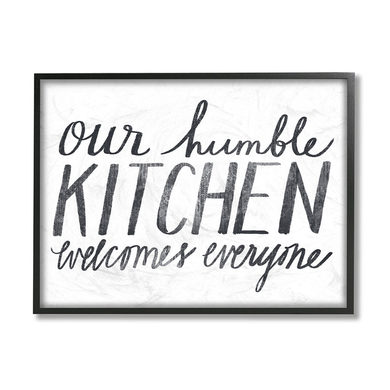 «Minimal Our Humble Kitchen Expression Text» par Katie Doucette - impression d'art graphique, H 24 po x l 30 po x 1,5 po
