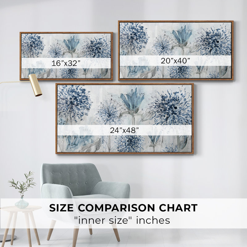 «Field of Blue», toile tendue avec châssis encadré, prête à être accrochée, H 17 po x l 33 po, Noyer