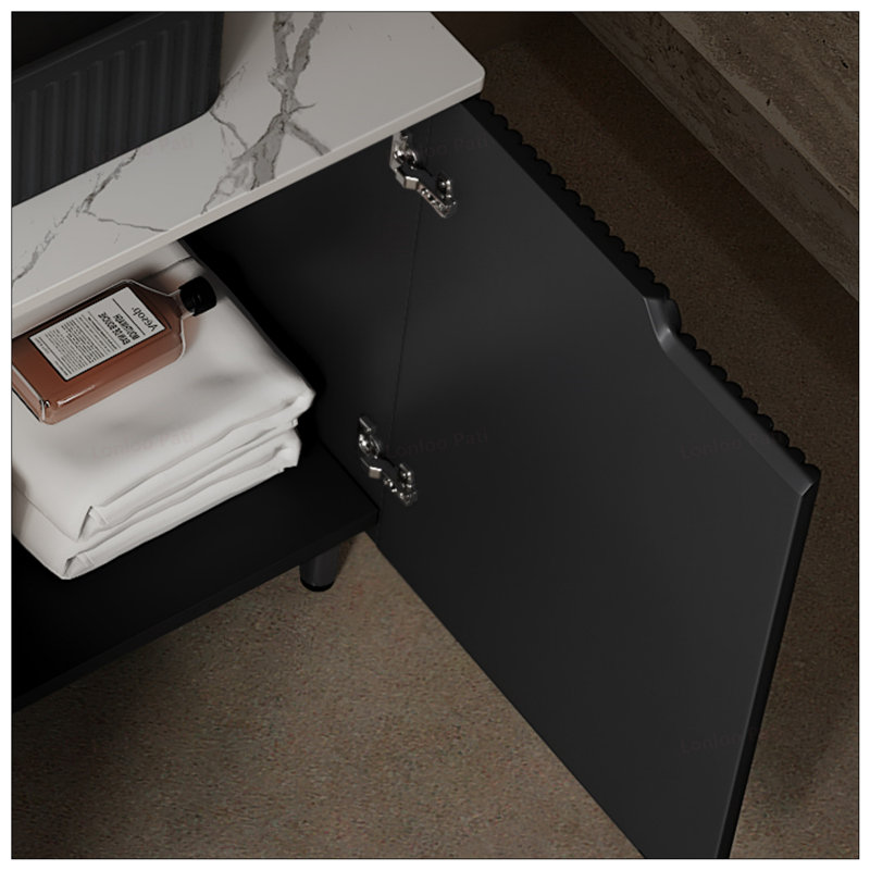 Meuble-lavabo autoportant de 30 po avec lavabo en céramique, Noir