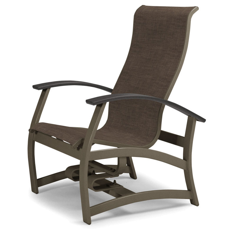 Askar Swivel Powder Coated Aluminum Outdoor Lounge Chair, Classic Graphite P30, Mocha Sunbrella®, Textured Beachwood