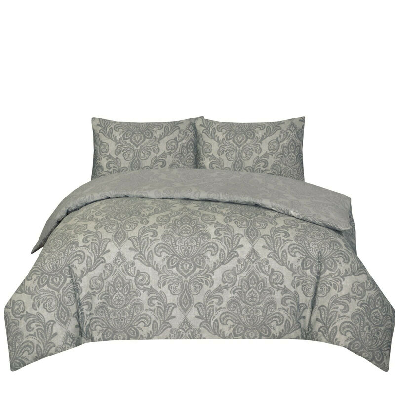 Adamek Damask [EU ONLY] Duvet Cover Set with Pillowcases Included, Kingsize- 2 Standard Pillowcases, Grey