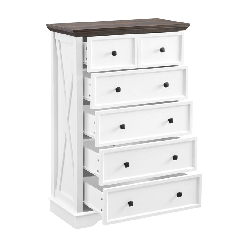 Commode haute 6 tiroirs Gigliola, Blanc