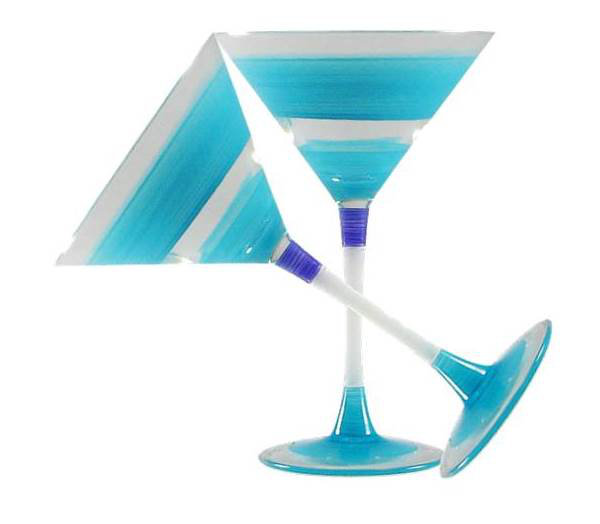 Cottage rétro à rayures 7 oz. Verre à martini, Turquoise