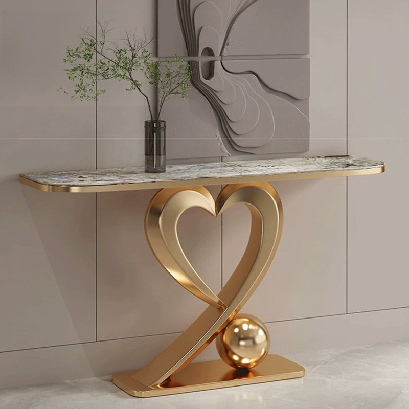 Table de véranda de luxe de style italien en acier inoxydable, H 33,4 po x l 47,2 po x P 11,8 po, Noir / blanc