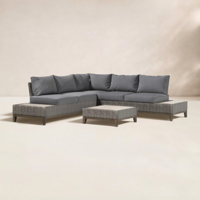 Fleur 4 Piece Rattan Sectional Seating Group with Cushions