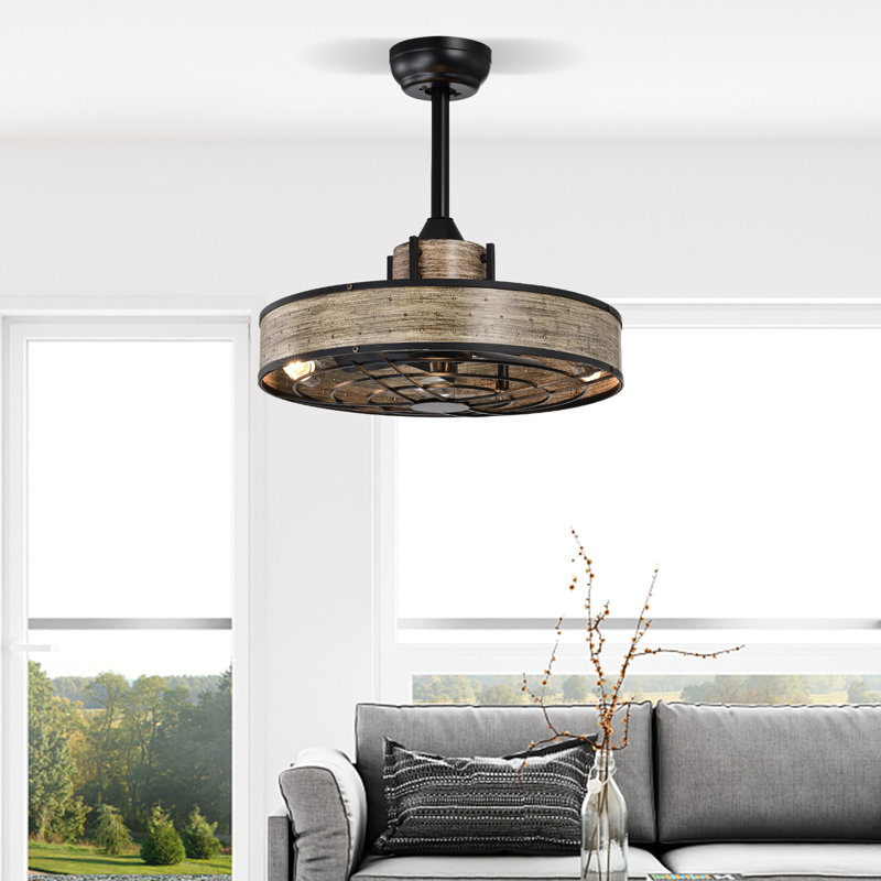 Gracie Oaks 20” Ceiling Fan With Remote Control Caged Ceiling Fan With Reversible Motor 4h Timer 3 Wind Speeds