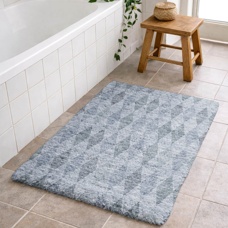 Premium Machine Washable Dream Shag ADS561 Geometric Rug, Denim, 2'6" x 3'10"