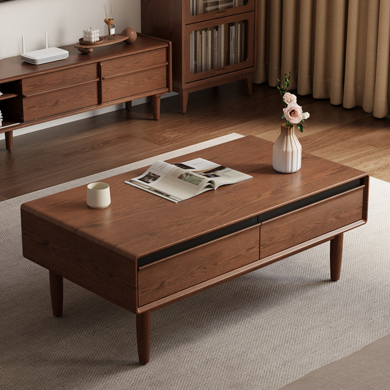 Table basse moderne en bois massif minimaliste, H 17,7 po x l 47,2 po x P 25,6 po