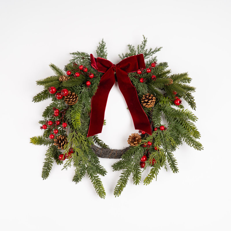 50cm Real Touch Wreath with Velvet Bow