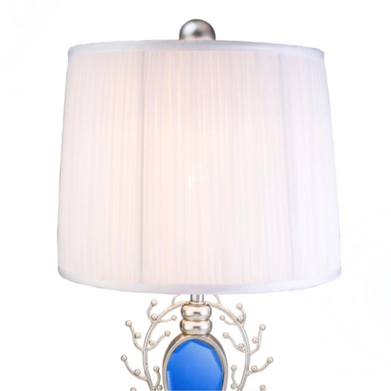 27.75" Tall Table Lamp "Just Dazzle" With Silver Finish, White Shade