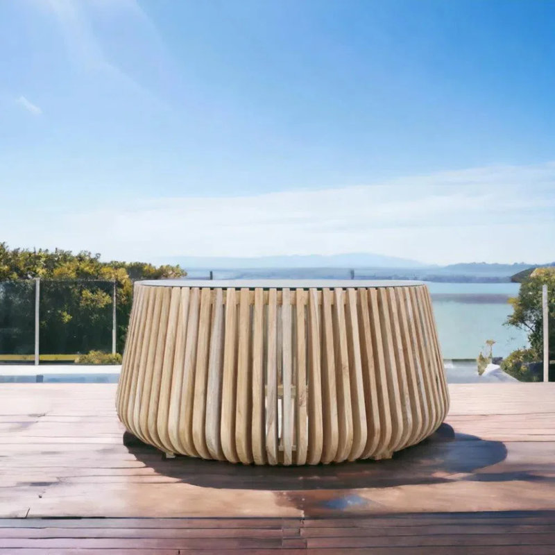 Alder Teak Patio Round Shawna, H 17 po x L 37 po x l 37 po