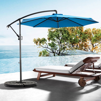 Parasol de patio 10 pi avec housse et cadre bleu foncé - Idéal pour l'extérieur Rouille - Stabilité accrue