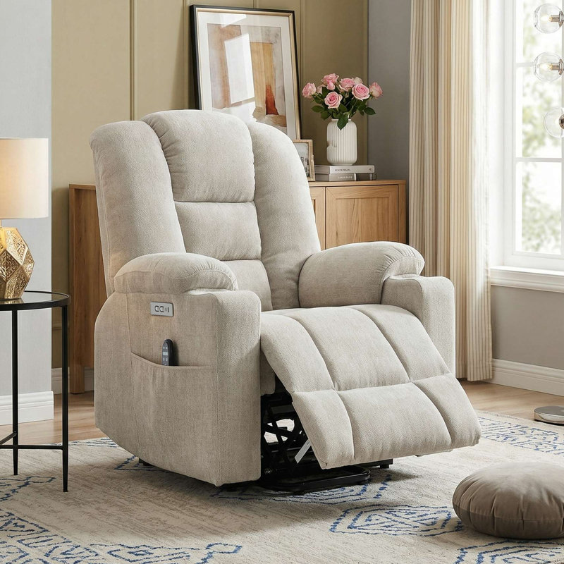 Aura Power lift chair Recliners Infinite Position Recliner With Heated Massage, Metal Cup Holder, Usb And Type-c Charging Port
