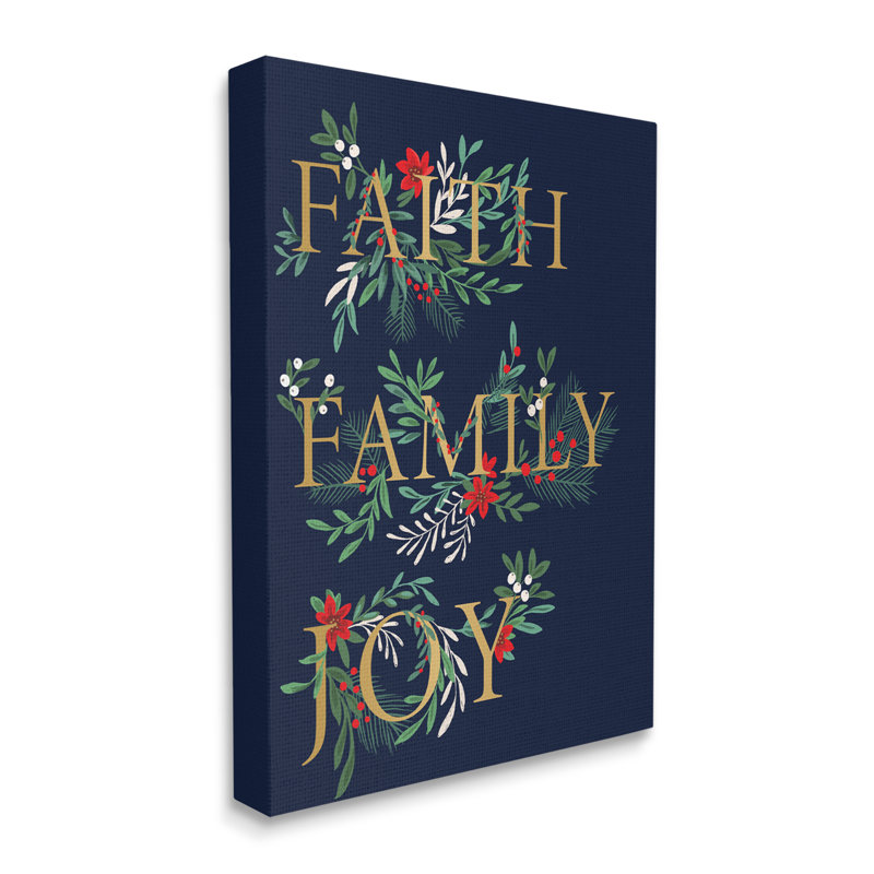 Faith Family Joy Text Traditional, Toile tendue, H 30 po x l 24 po