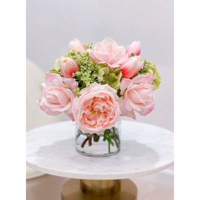 Tiges de roses et de pivoines roses - vraies fleurs artificielles pour un décor floral
