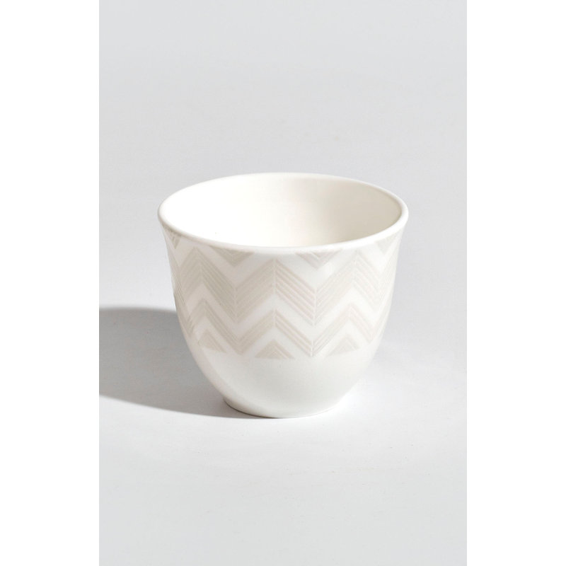 Missoni Arabic Cup Zig Zag White Luxury Box Set 6 Pcs. Diam. 3.3", H 2.3"