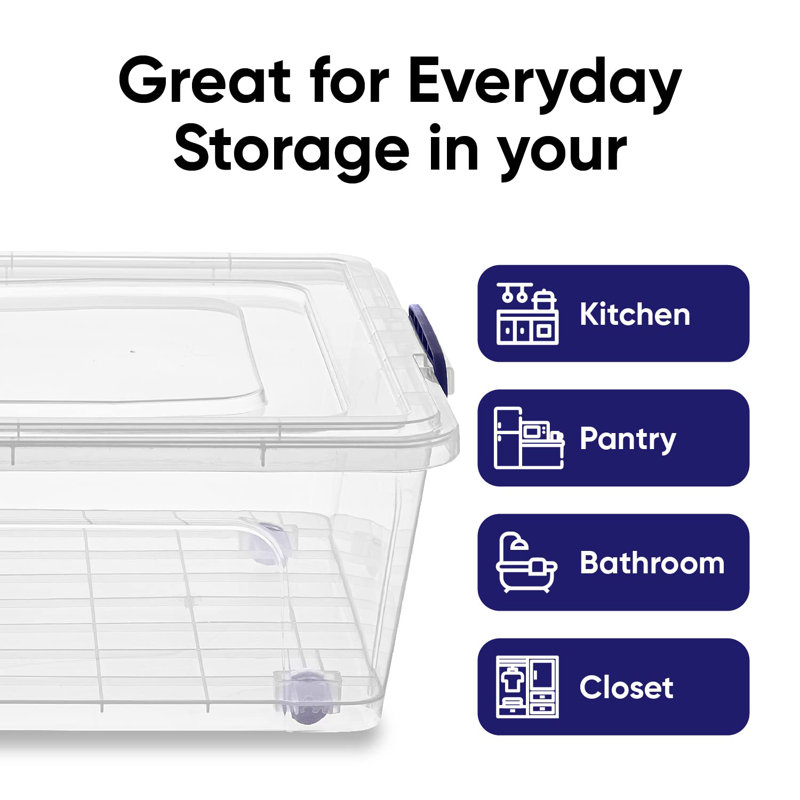 Storage Bins with Lids, 42 Quart Clear Plastic Containers for Organizing, Stackable Totes, BPA Free, Odor Free, Organizer Boxes for Home, and Dorm