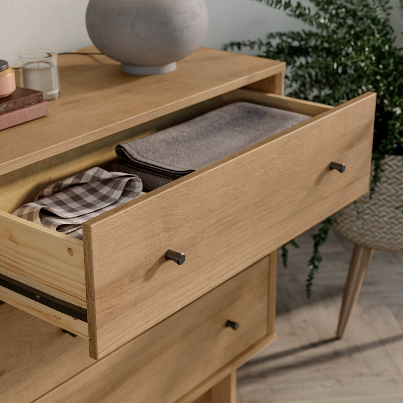 Orrsville Ranbir Oak 6 Drawer Dresser 61" Wide Chest of Drawers, Dresser for Bedroom, Chest of Drawers for Bedroom, Brown
