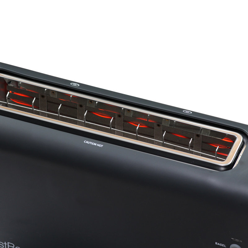 Black Stainless Steel 2-Slice Toaster with Wide Slot and Crumb Tray
