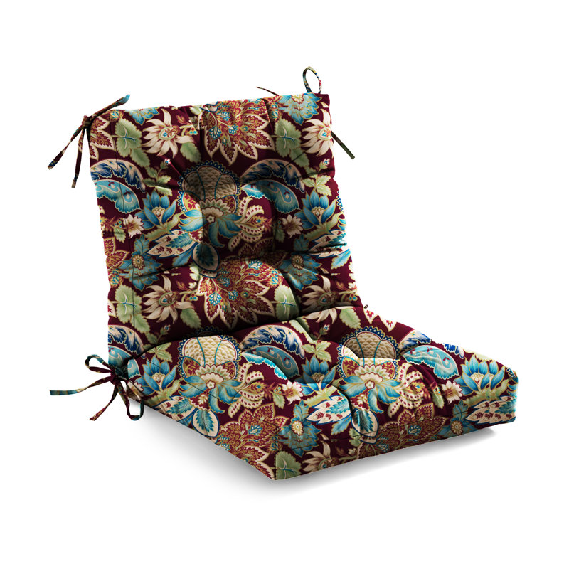 Outdoor Chair Cushion Tufted Seat & Back Cushion With Ties 40X21x4 Inch Waterproof UV Fade Resistant Replacement Cushion For Patio Garden Furniture,Grey