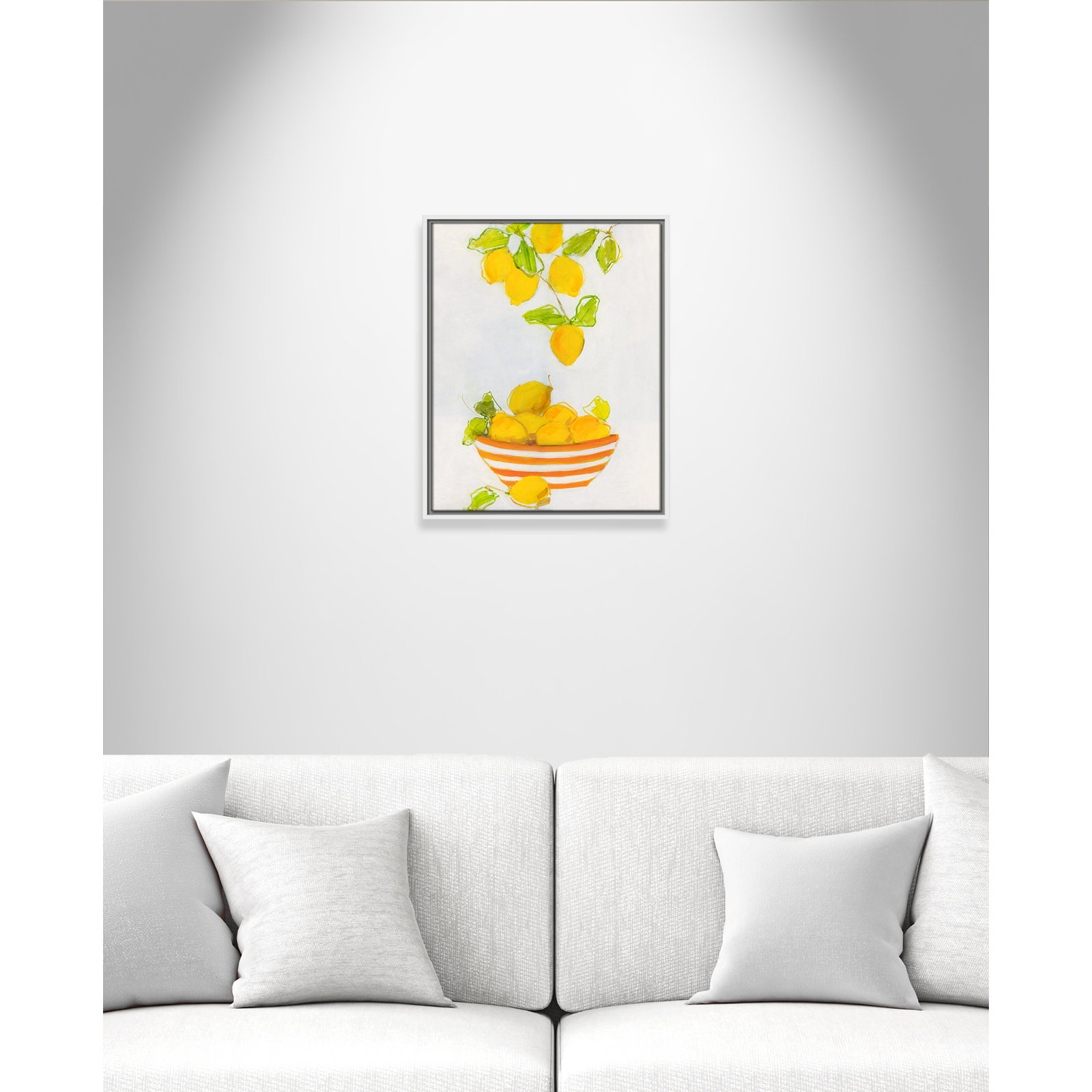Darcy "Lemonlicious" Painting by Sally Swatland, 21.5" H x 17.5" W x 2" D, White Framed Canvas
