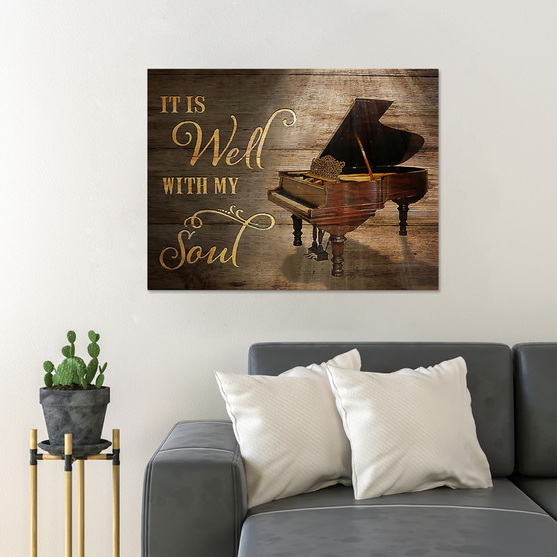 A Piano - Art textuel sur toile tendue, H 16 po x l 20 po x P 2 po