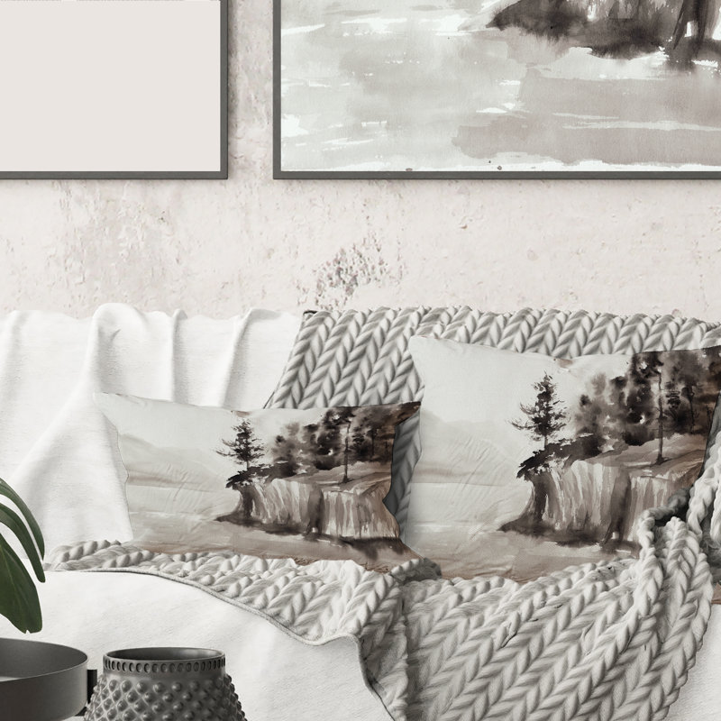 Housse et insert de coussin monochromes Falaises au bord du lac, 16" x 16"