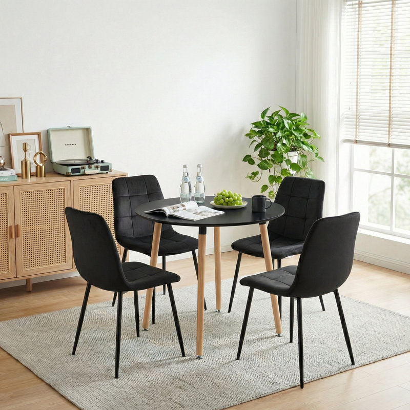 4 - Person Dining Set, Black, Black