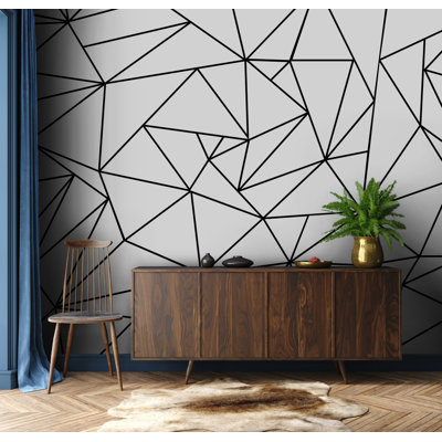 Papier peint amovible géométrique triangulaire noir et blanc