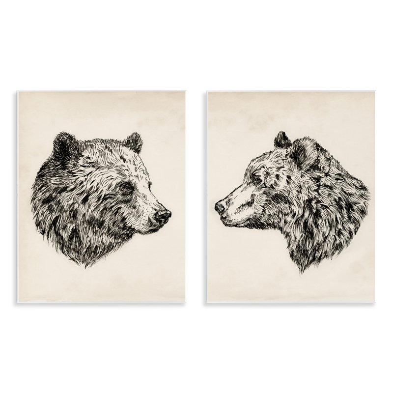 Portrait d'un ours brun, ensemble de 2 plaques murales par Victoria Barnes