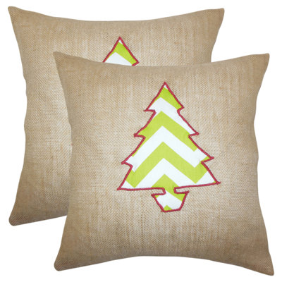 Coussin en lin carré arbre de noël