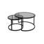 AISHA Nest of 2 Frame Black Coffee Tables with Glass Top