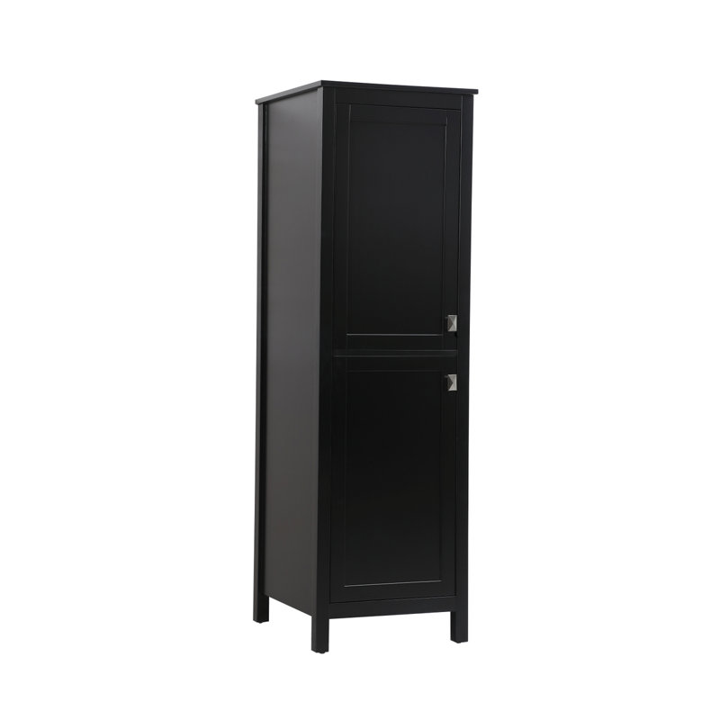 Rangement pour salle de bain Destinymarie, Noir / Nickel brossé, H 65 po x l 20 po x P 22 po