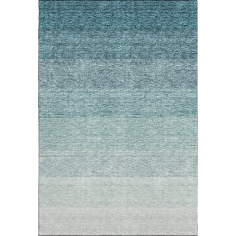 Premium Machine Washable Prisco Teal Rug