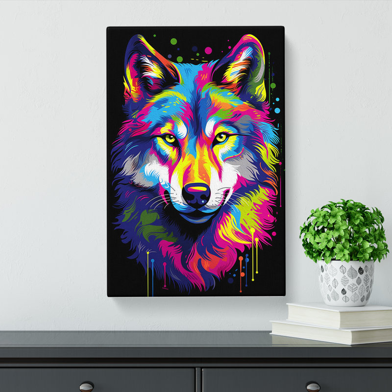 Wolf Pop No.2 - Wrapped Canvas Print, 50cm H x 35cm W x 3cm D