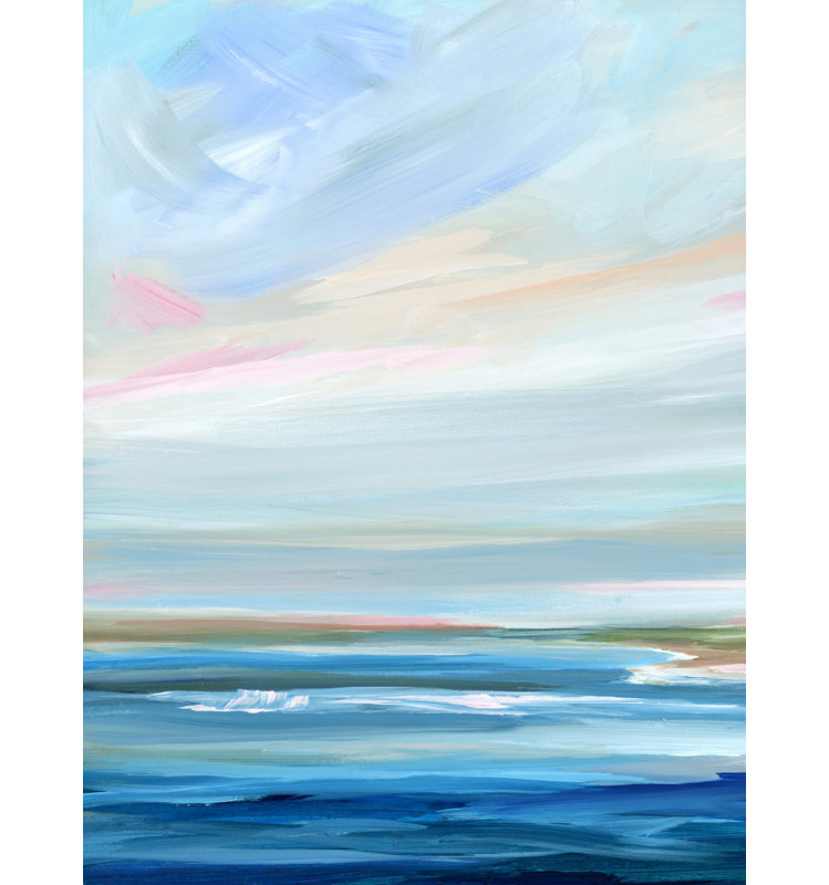 Pastel Ocean Horizon by Nicole Walsh — Abstract Wall Art, 16 × 24, Framed Canvas, Black
