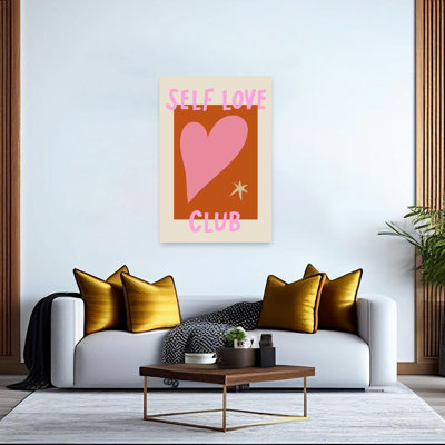Self Love Club Heart Romantic Abstract Contemporary Landscape Nature Wall Art Print 1 Piece Wrapped Canvas Wall Art