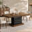 63" Dining Table, Rectangular Kitchen Table with Geometric Relief for 4-6