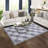 Washable Area Rug, Floral Patchwork Checkered Low Profile Non Slip Foldable Indoor Carpet, Chenille Polyester, Grey Tone, 8'x10'-1316239384-1316239385
