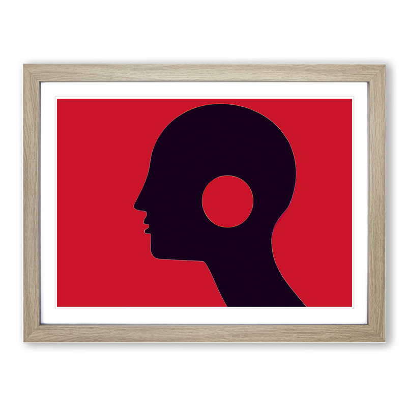 Silhouette Of Man Abstract - Single Picture Frame Print, Oak Framed, 46cm H x 64cm W x 2cm D