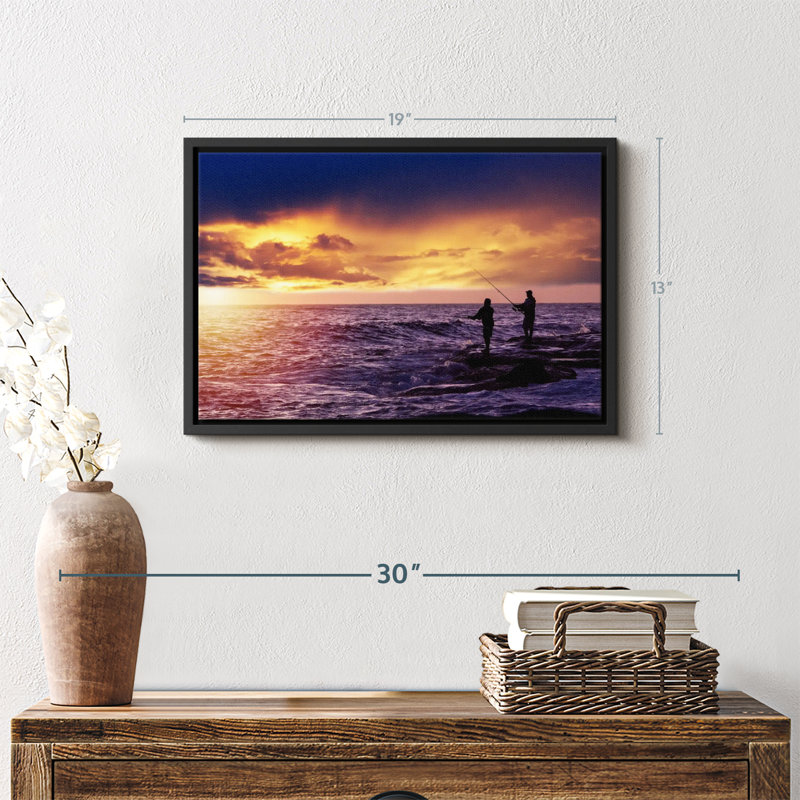 Impression sur toile Sunrise Fishing, H 13 po x l 19 po