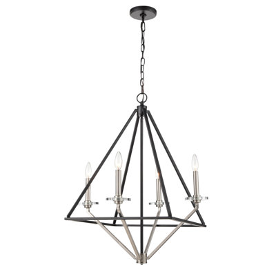 Raleigh - 4 Light - 24 inch - Black Satin Nickel - Chain Hung - Chandelier
