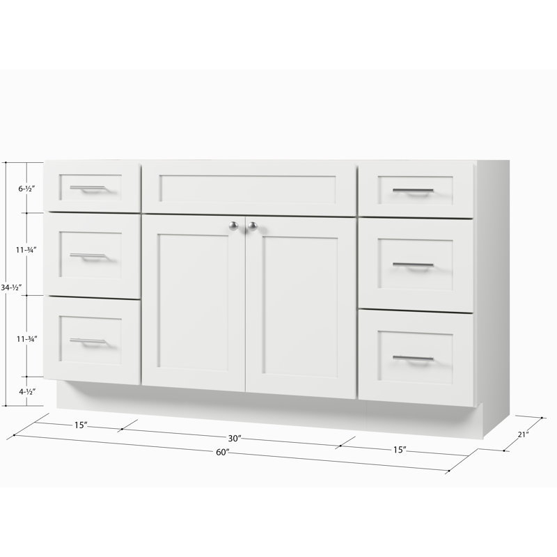 Ensemble de meuble-lavabo simple 60 po avec base de tiroir Disar, Blanc